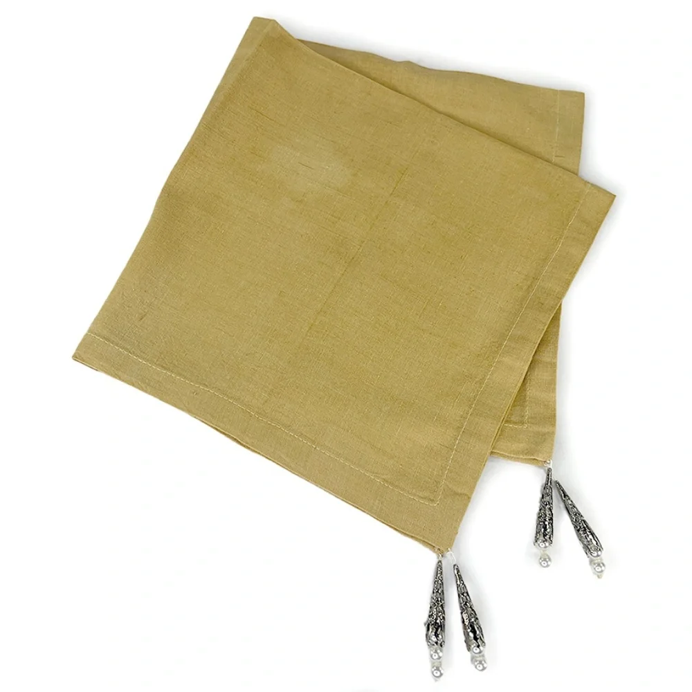 Yellow Vintage Napkins with Dangles & Placemats Set from Crate & Barrel - 4